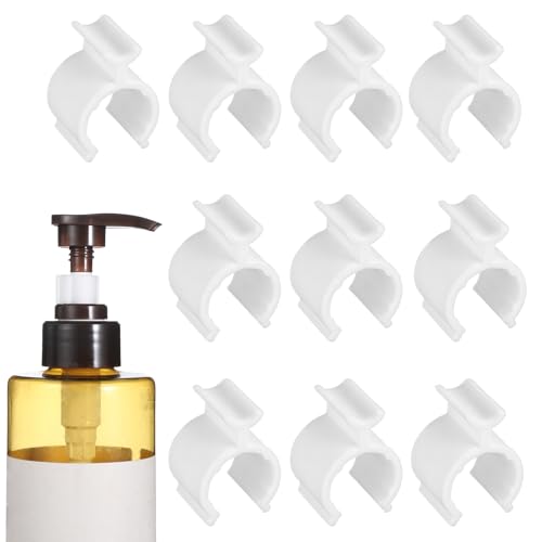 10 Pack Leakproof Cosmetic Pump Lock Clips - White Plastic