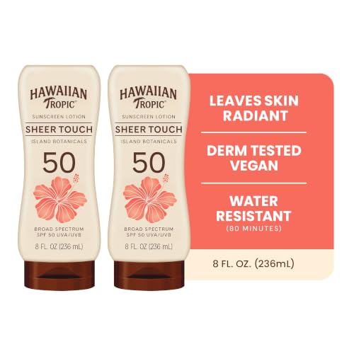 Hawaiian Tropic Sheer Touch SPF 50 Sunscreen Lotion, 8 Fl Oz (2 Pack)
