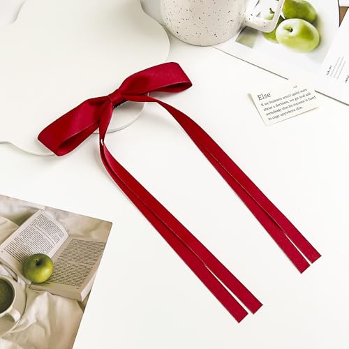 2 Pack Red Satin Hair Bows for Women | Stylish Hair Accessories