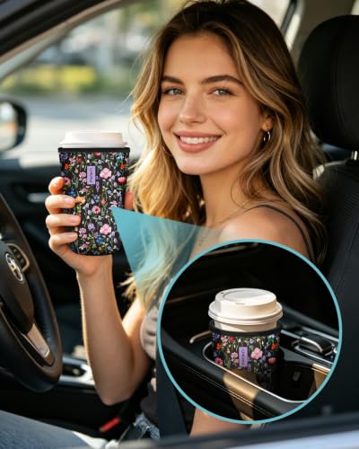 Fintie Insulated Iced Coffee Sleeve - 3 Pack, Reusable Neoprene Drink Covers for Hot & Cold Beverages