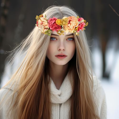 Vivivalue Floral Crown Headband | Flower Headpiece Halo (Variation 6)