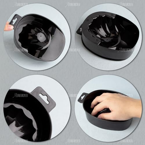 AUEAR Manicure Nail Soaking Bowls - 2 Pack Black Plastic Tray for SPA