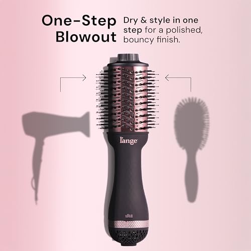 L'ANGE HAIR Le Volume 2-in-1 Titanium Blow Dryer Brush | Frizz Control Blowout Hair Dryer Brush For Drying And Straightening | Volumizing Hot Air Styler For All Hairstyles | Oval Barrel | Black - 75mm