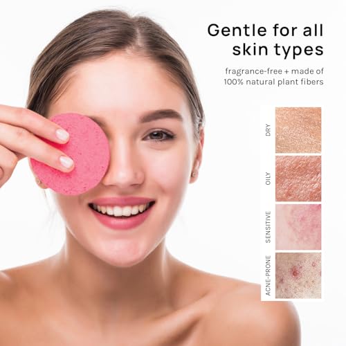 AOA Studio Pink 50-Count Reusable Facial Sponges for Cleansing & Exfoliating - Eco-Friendly Beauty Tools