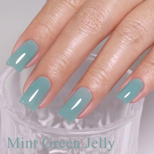 Imtiti Aqua Mint Jelly Gel Nail Polish 10ml - Sheer, Soak-Off UV/LED