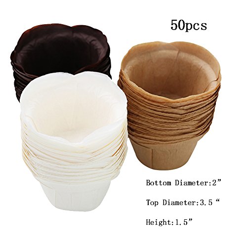 Cupcake Liners - 50 Count White Baking Cups for Muffins & Cupcakes