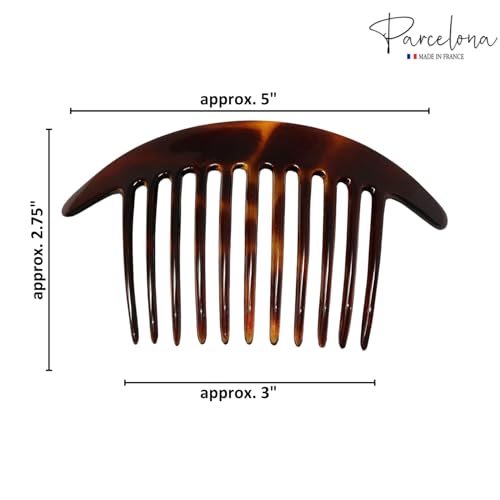 Parcelona Large Tortoise Shell Hair Combs - Set of 2, 5"