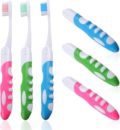 3-Pack Foldable Travel Toothbrush Set - Portable Soft Bristle for Adults & Kids