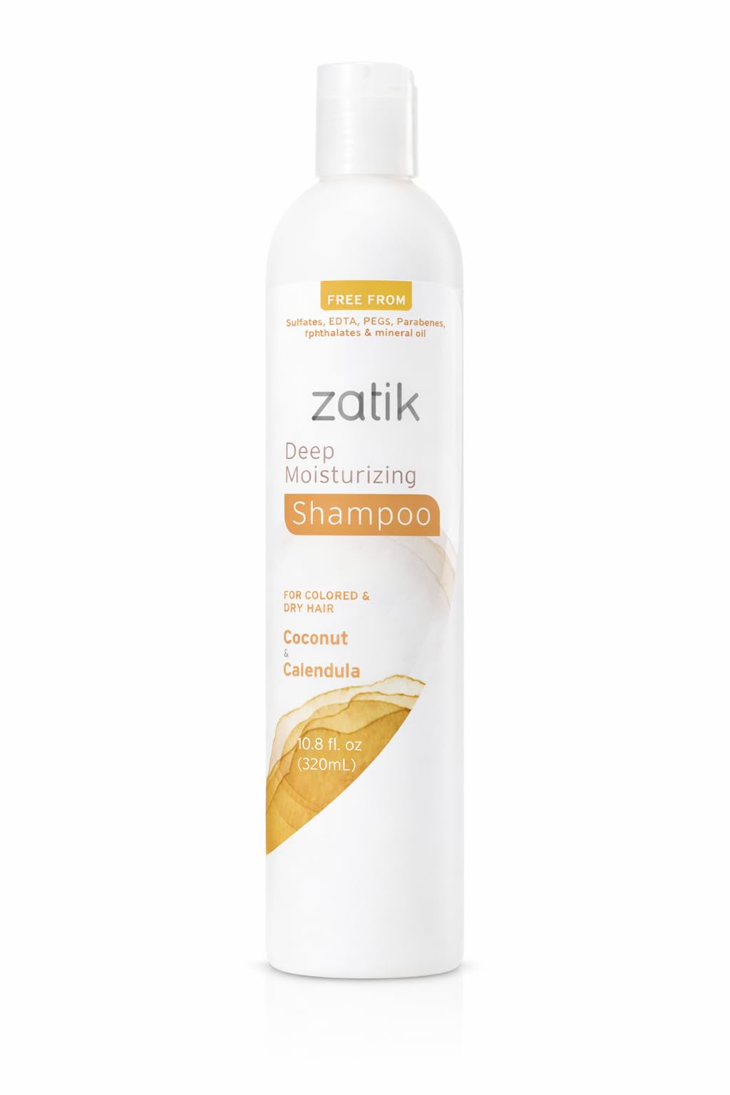 Zatik Naturals - Deep Moisturizing Shampoo + Conditioner Set - Coconut & Calendula, for Colored, Dry damaged Hair, Biodegradable, pH Balanced, FREE from Parabens, fragrances, 10.8 fl oz (One of Each)