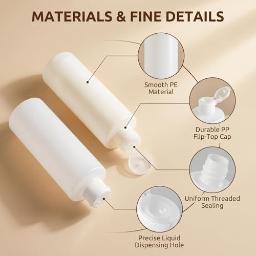 2-Pack 200ml Clear Plastic Squeeze Bottles with Flip Cap for Cosmetics & Travel