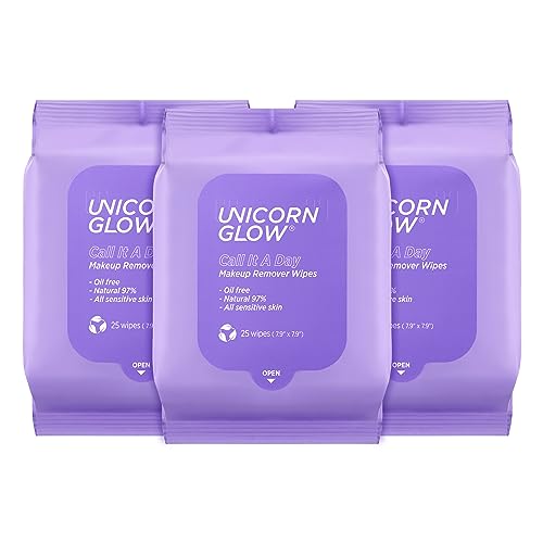 Unicorn Glow XL Makeup Remover Wipes - Vegan, Charcoal & Aloe, 75 Count