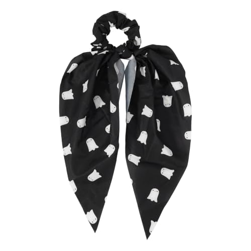 Halloween Hair Scrunchies Set - 4 Pcs with Ribbon Bow, Color 34