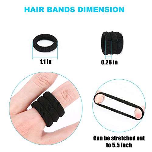 Black Mini Hair Ties 100 Pcs Seamless Elastic Hair Bands for Girls & Styles - WANBY