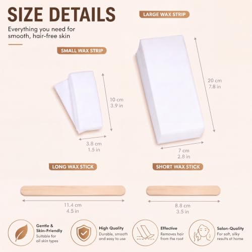 Yaomiao White Waxing Strips & Wooden Applicators Kit for Hair Removal - 250 Pieces