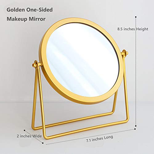 Schonee Golden Tabletop Makeup Mirror, 360° Rotating Round Vanity Mirror
