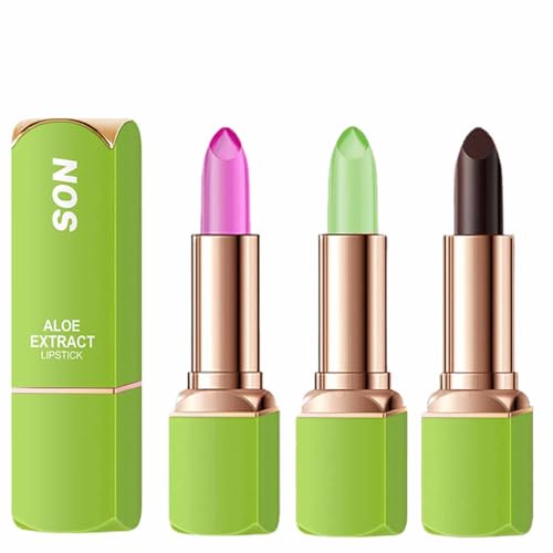 Baorder Temperature-Color Lipstick 3Pcs Aloe Vera Moisturizing Lip Balm Set