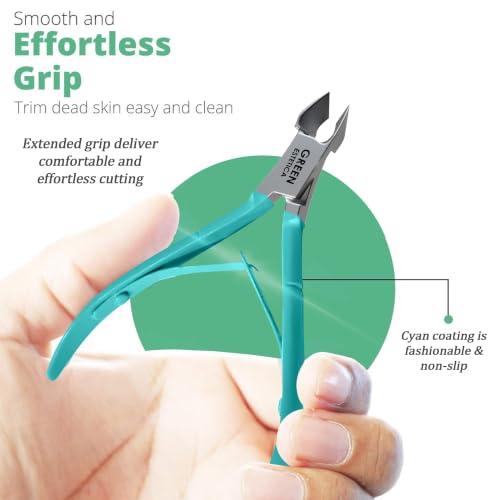 Green Estetica Cyan Cuticle Nipper - Professional Nail Care Tool, 9 Color Variants