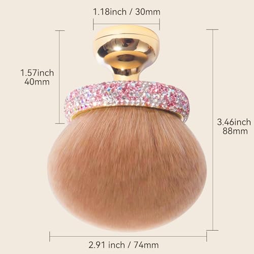 Diamond Extra Large Kabuki Brush for Self Tanner - 3 Inch Oval Makeup Brush with Drawstring Bag