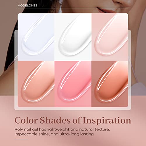 Modelones Poly Nail Gel Set 6 Colors Nude Pink Brown - A3-Pink Brown Variation