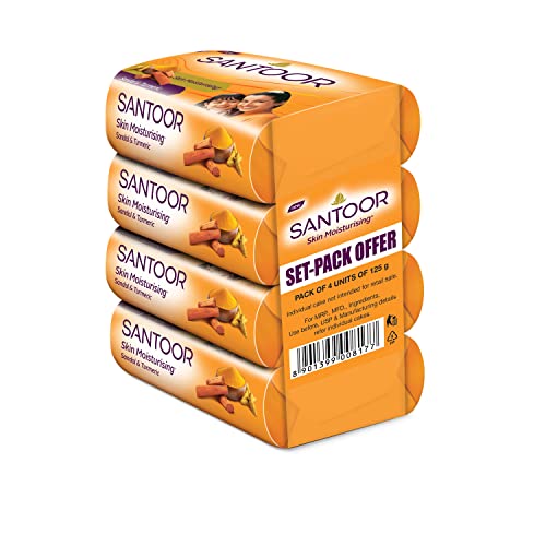 Santoor Sandal & Turmeric Soap - 4 Pack (125g Each)