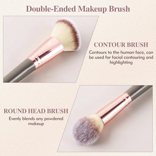 Dual-Ended Angled Blush Brush Set - 3PCS for Contouring & Highlighting