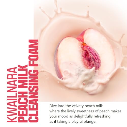 Kwailnara Peach Milk Facial Cleanser - Korean Face Wash for Bright, Clear Skin, Gentle Foam, 4.06 Fl Oz