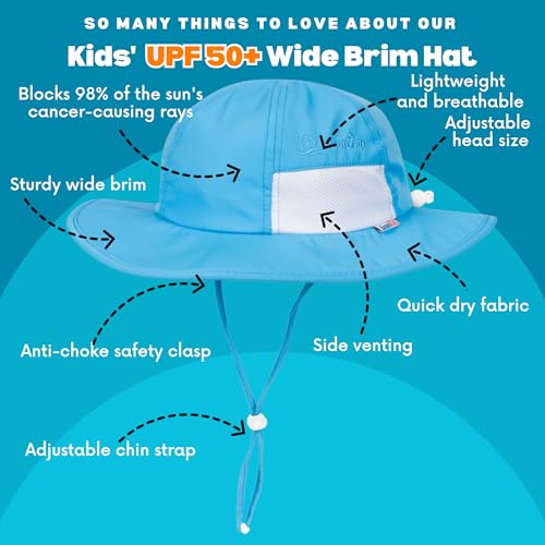 SwimZip UPF 50+ Wide Brim Sun Hat for Babies, Toddlers, and Kids