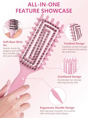 Pink Curly Hair Brush for Detangling & Defining Curls - Sintario