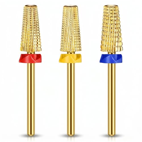Honoson 5-in-1 Carbide Nail Drill Bit Set - 3/32" Shank, XF, F, M