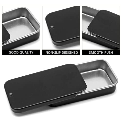 Black Sliding Lid Tin Containers - 10 Pack for DIY Projects