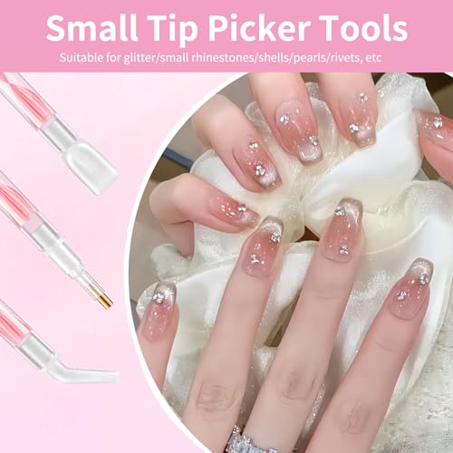 Rhinestone Art Tools Kit with Dual-Ended Wax Pens, Tweezers & Tips for Nail Art & Diamond Painting