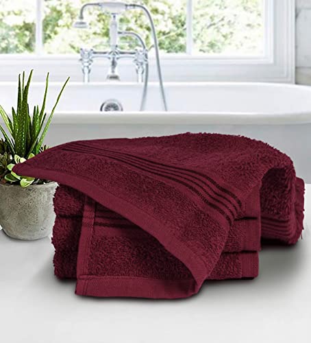 Belizzi Home 12-Pack Ultra Soft Cotton Washcloths 12x12 inch Burgundy - Multi-Purpose Face & Body Towels