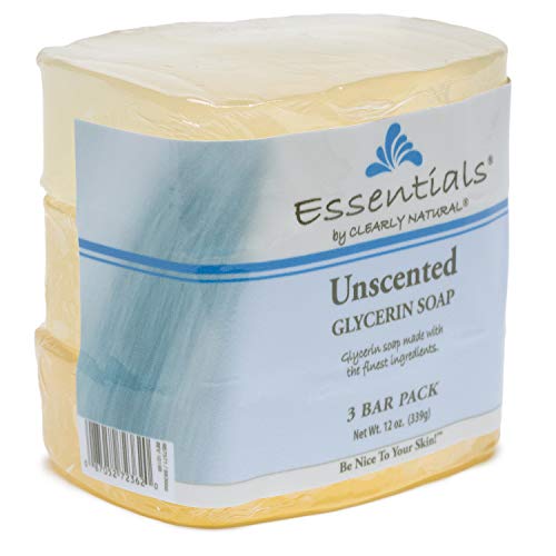 Clearly Glycerin Unscented Bar Soap – 4 Ounce, Pack of 3