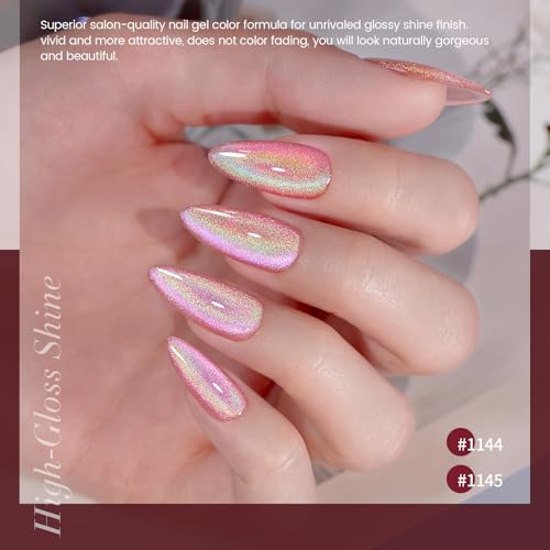 RARJSM Holographic Cat Eye Gel Nail Polish Set - 6 Colors
