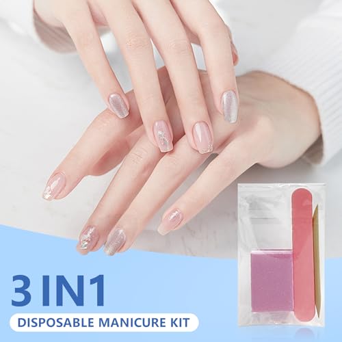 Hozziii Pink Disposable Manicure Tool Kit with 80/100 Grit Files, 40-Count
