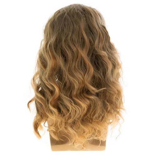 Light Brown Wavy Wig for Men - Medium Length Synthetic Hair