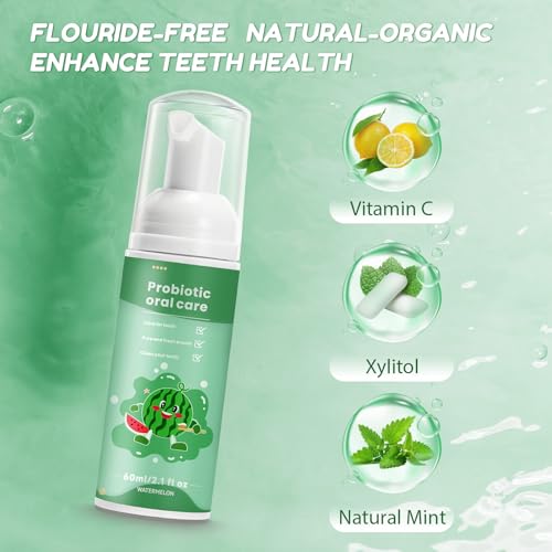 PVOGRT Kids Fluoride-Free Foam Toothpaste - 4 Pack Mint Oral Care Set