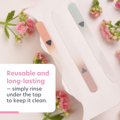 Czech Glass Nail File Set - 3 Reusable Manicure Files in Fall Colors, Salon Quality
