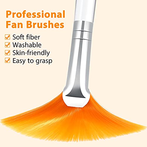 Patelai 14 Pack Yellow Fan-Shaped Facial Mask Brush Set for Skincare & Makeup