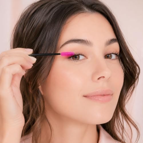 G2PLUS 100Pcs Disposable Rose Eyelash Brushes & Mascara Wands Set - 1in Heads