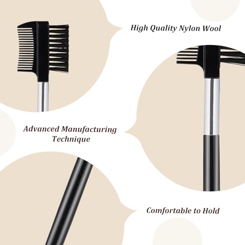 10-Pack Eyebrow & Eyelash Brush Comb Set - Dual-Sided Makeup Tool