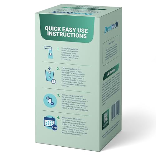 DENTTACH Retainer & Denture Cleaning Tablets, 5-Month Supply, Peppermint