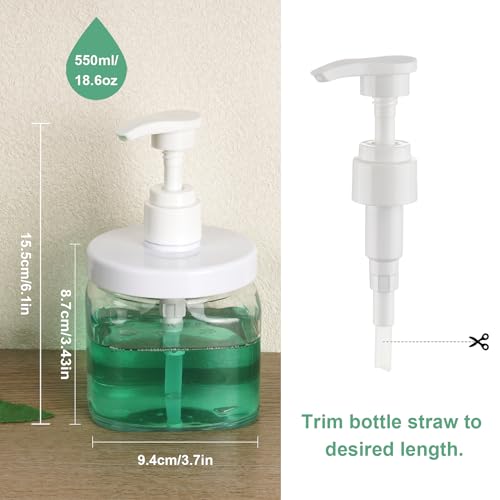 Clear Pump Bottle Dispenser Set - 4 Pack (550ml/18.6oz)