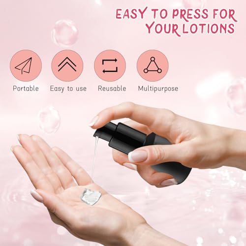 Wresty 6 Pcs 15ml Glass Pump Bottles - Refillable Cosmetic Dispenser (Black)