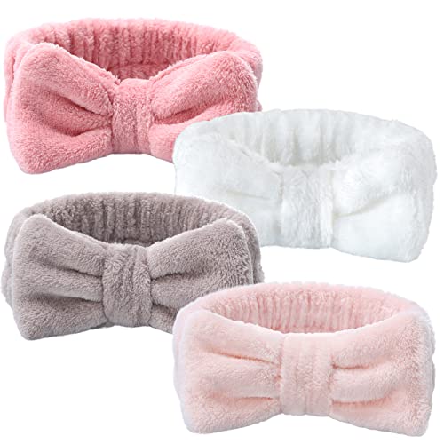 VITEVER 4 Pack Spa Headbands for Makeup & Skincare - Bow Design