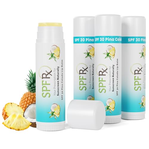 SPF 30 Pina Colada Lip Balm Set - Broad Spectrum UVA/UVB Protection, Hydrating & Cruelty-Free, 4 Pack