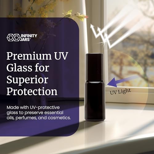 Infinity Jars 10ml Black Ultraviolet Glass Roller Bottle - Airtight Essential Oil Container
