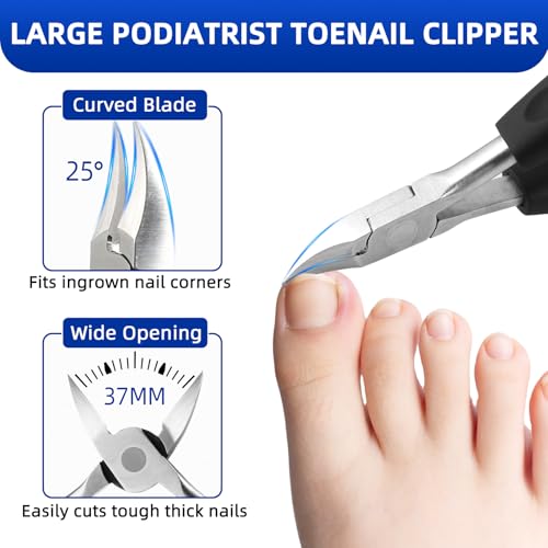 6-Piece Heavy Duty Toenail Clipper Set with Leather Case