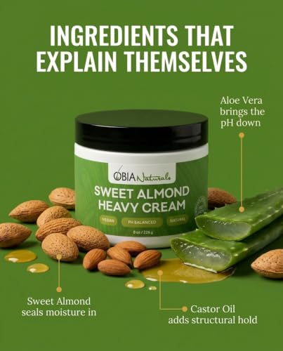 OBIA Naturals Sweet Almond Heavy Curl Cream for Twist Outs & Wash & Gos - 8 oz