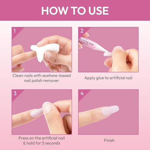 Goldfinger Professional Nail Glue - Super Strong, Fast-Drying, Pack of 5